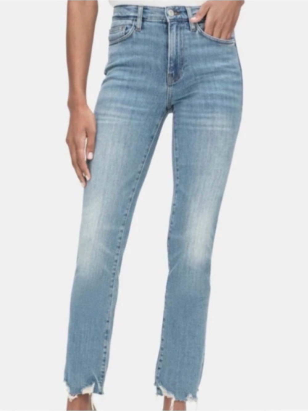 Frame Le High Straight High-Rise Raw Hem Jeans Size 26